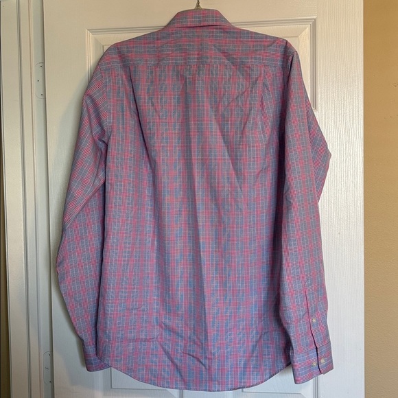 Pronto Uomo men’s blue and pink long sleeve button down shirt size 16 tall - Picture 6 of 8